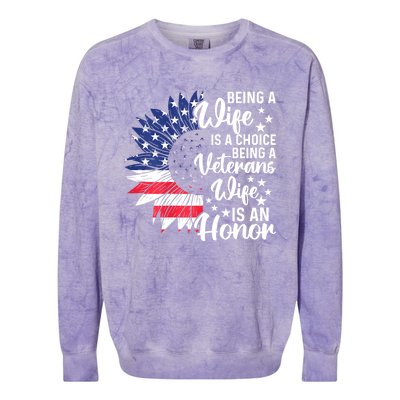 Us Flag Being A Veterans Wife Is An Honor Patriotic Veterans Day Gift Colorblast Crewneck Sweatshirt