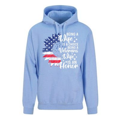 Us Flag Being A Veterans Wife Is An Honor Patriotic Veterans Day Gift Unisex Surf Hoodie