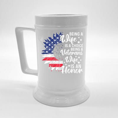 Us Flag Being A Veterans Wife Is An Honor Patriotic Veterans Day Gift Beer Stein