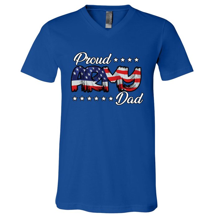 Us Flag Bold Proud Army Dad Gift V-Neck T-Shirt