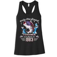 US Flag Bass Fishermen Are Born In 1983 39th Birthday Women's Racerback Tank