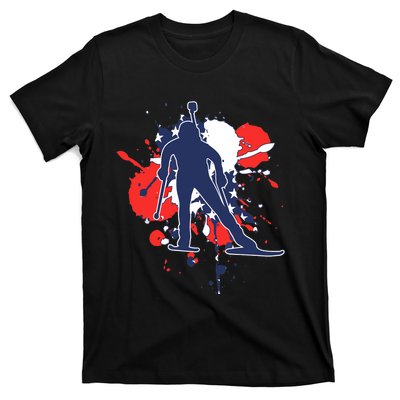 USA Flag Biathlonist American Biathlon T-Shirt