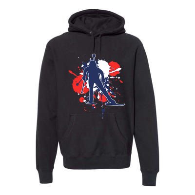 USA Flag Biathlonist American Biathlon Premium Hoodie