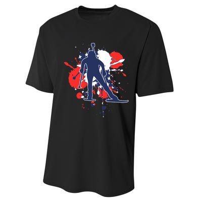 USA Flag Biathlonist American Biathlon Performance Sprint T-Shirt