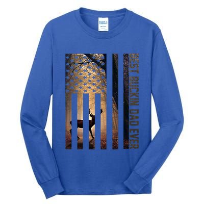 Usa Flag Best Buckin Dad Ever Deer Hunting Fathers Day Gift Meaningful Gift Tall Long Sleeve T-Shirt