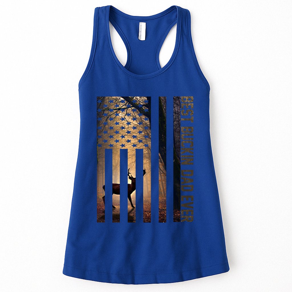 Usa Flag Best Buckin Dad Ever Deer Hunting Fathers Day Gift Meaningful Gift Womens Tank Top