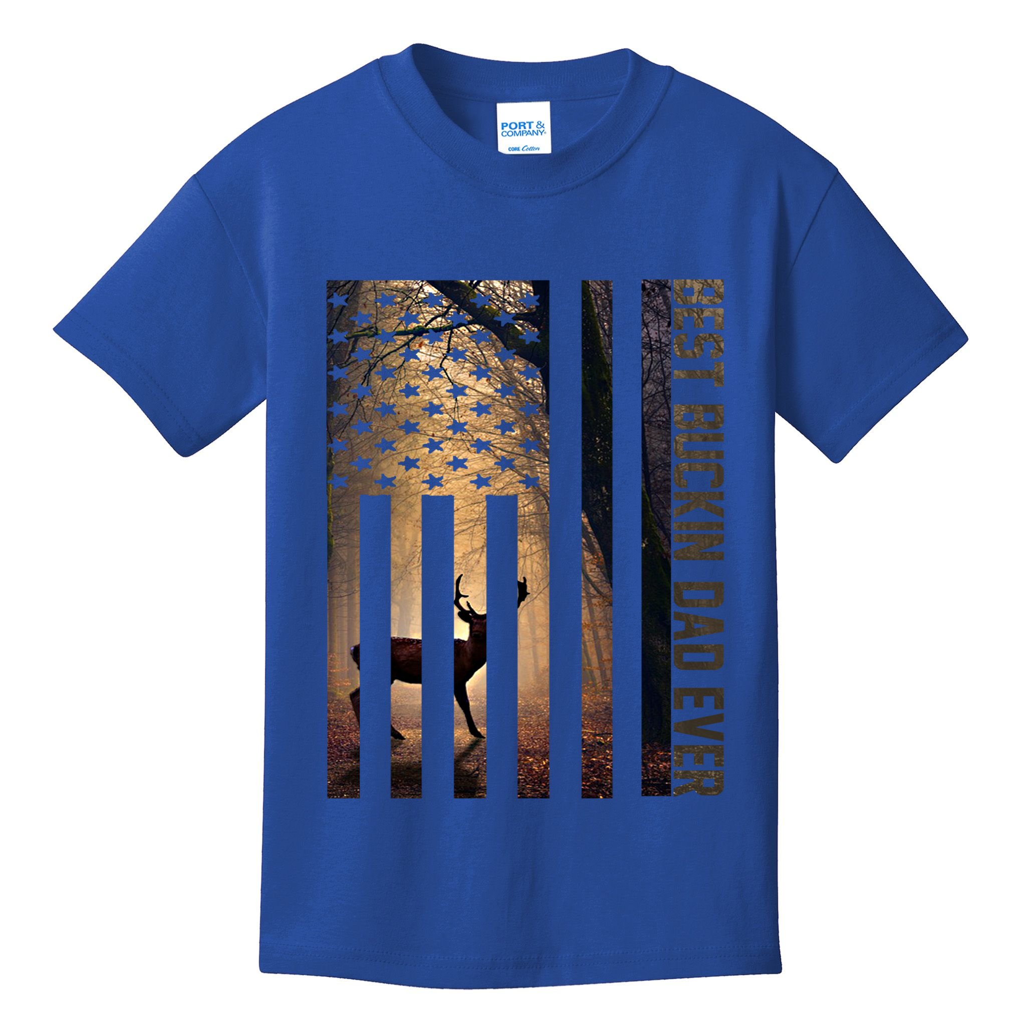 Usa Flag Best Buckin Dad Ever Deer Hunting Fathers Day Gift Meaningful Gift Kids T-Shirt