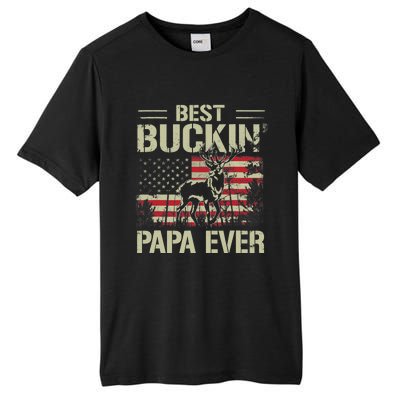 USA Flag Best Buckin' Papa Ever Deer Hunting Father's Day Tall Fusion ChromaSoft Performance T-Shirt