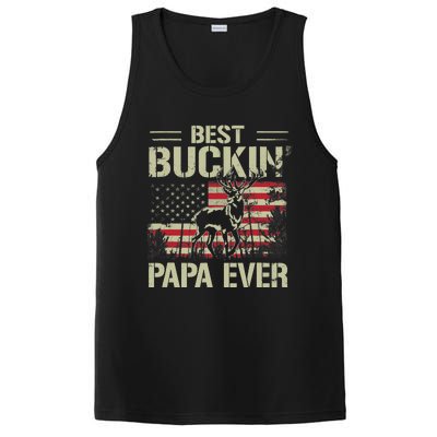 USA Flag Best Buckin' Papa Ever Deer Hunting Father's Day PosiCharge Competitor Tank