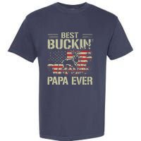 USA Flag Best Buckin' Papa Ever Deer Hunting Father's Day Garment-Dyed Heavyweight T-Shirt