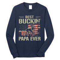 USA Flag Best Buckin' Papa Ever Deer Hunting Father's Day Long Sleeve Shirt