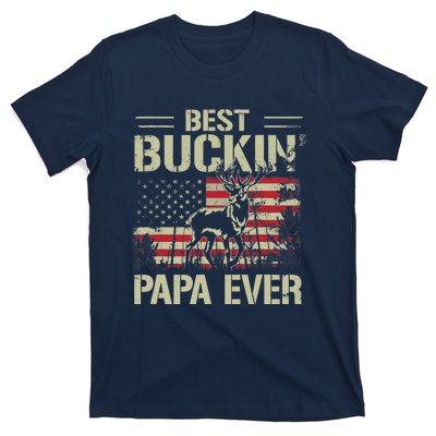 USA Flag Best Buckin' Papa Ever Deer Hunting Father's Day T-Shirt