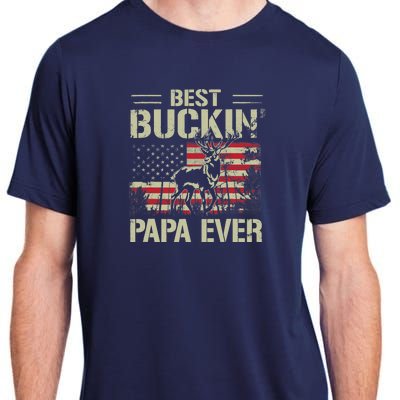 USA Flag Best Buckin' Papa Ever Deer Hunting Father's Day Adult ChromaSoft Performance T-Shirt