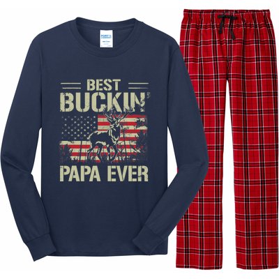 USA Flag Best Buckin' Papa Ever Deer Hunting Father's Day Long Sleeve Pajama Set