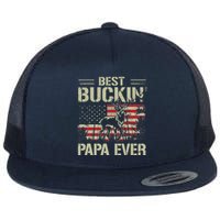 USA Flag Best Buckin' Papa Ever Deer Hunting Father's Day Flat Bill Trucker Hat