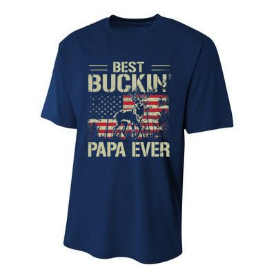 USA Flag Best Buckin' Papa Ever Deer Hunting Father's Day Performance Sprint T-Shirt