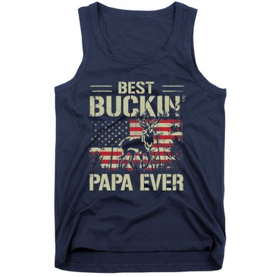 USA Flag Best Buckin' Papa Ever Deer Hunting Father's Day Tank Top