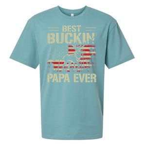 USA Flag Best Buckin' Papa Ever Deer Hunting Father's Day Sueded Cloud Jersey T-Shirt