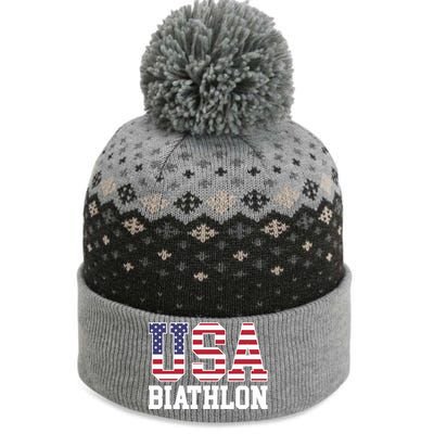 USA Flag Biathlonist American USA Biathlon The Baniff Cuffed Pom Beanie