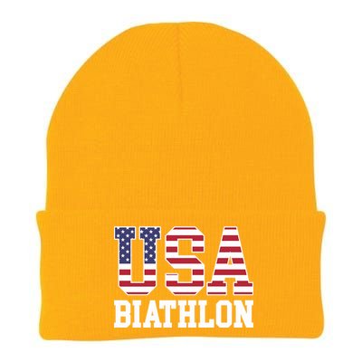 USA Flag Biathlonist American USA Biathlon Knit Cap Winter Beanie