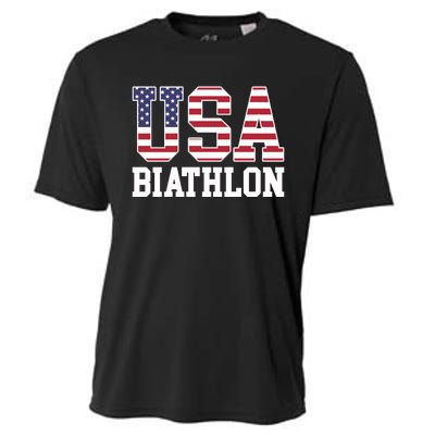 USA Flag Biathlonist American USA Biathlon Cooling Performance Crew T-Shirt