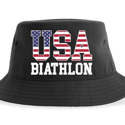 USA Flag Biathlonist American USA Biathlon Sustainable Bucket Hat