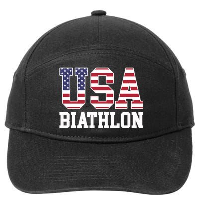 USA Flag Biathlonist American USA Biathlon 7-Panel Snapback Hat