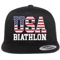 USA Flag Biathlonist American USA Biathlon Flat Bill Trucker Hat