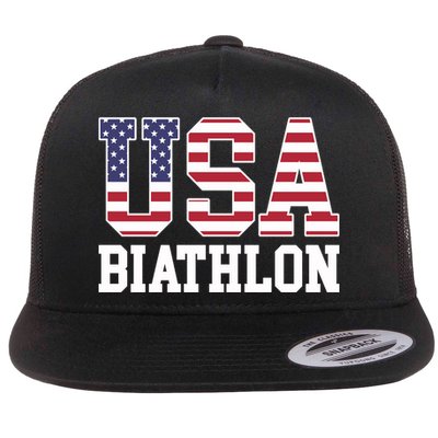 USA Flag Biathlonist American USA Biathlon Flat Bill Trucker Hat