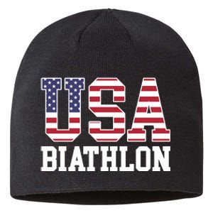 USA Flag Biathlonist American USA Biathlon Sustainable Beanie