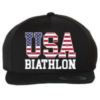 USA Flag Biathlonist American USA Biathlon Wool Snapback Cap