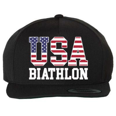 USA Flag Biathlonist American USA Biathlon Wool Snapback Cap