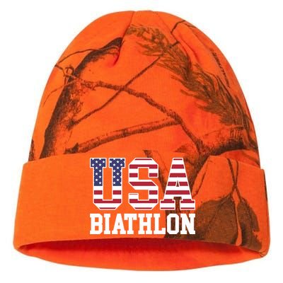 USA Flag Biathlonist American USA Biathlon Kati Licensed 12" Camo Beanie