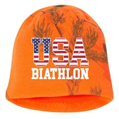 USA Flag Biathlonist American USA Biathlon Kati - Camo Knit Beanie