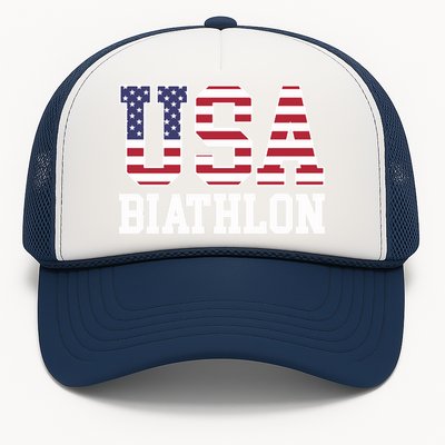 USA Flag Biathlonist American USA Biathlon Trucker Hat