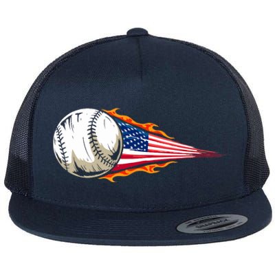 USA Flag Baseball Patriotic American Baseball Lover Flat Bill Trucker Hat