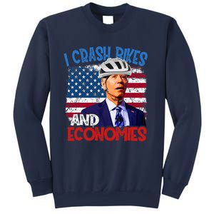 US Flag Biden Falling Off Bike I Crash Bikes And Economies Sweatshirt