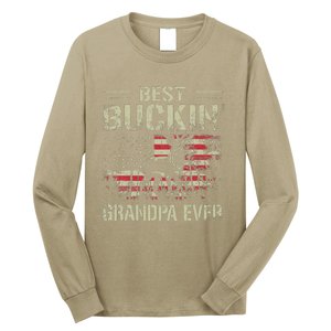 USA Flag Best Buckin' Grandpa Ever, Deer Hunting Fathers Day Long Sleeve Shirt