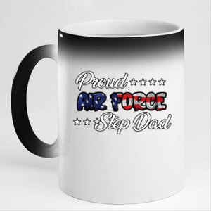 Us Flag Bold Proud Air Force Step Dad Gift 11oz Black Color Changing Mug