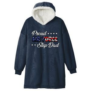 Us Flag Bold Proud Air Force Step Dad Gift Hooded Wearable Blanket