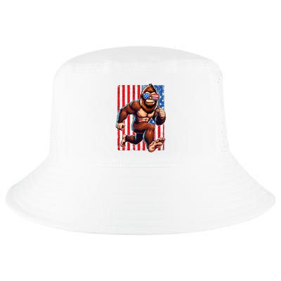 Usa Flag Bigfoot Running 4th Of July Cool Comfort Performance Bucket Hat