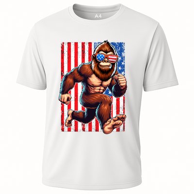 Usa Flag Bigfoot Running 4th Of July Performance Shirt