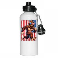 Usa Flag Bigfoot Running 4th Of July Aluminum Water Bottle