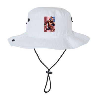 Usa Flag Bigfoot Running 4th Of July Bucket Hat