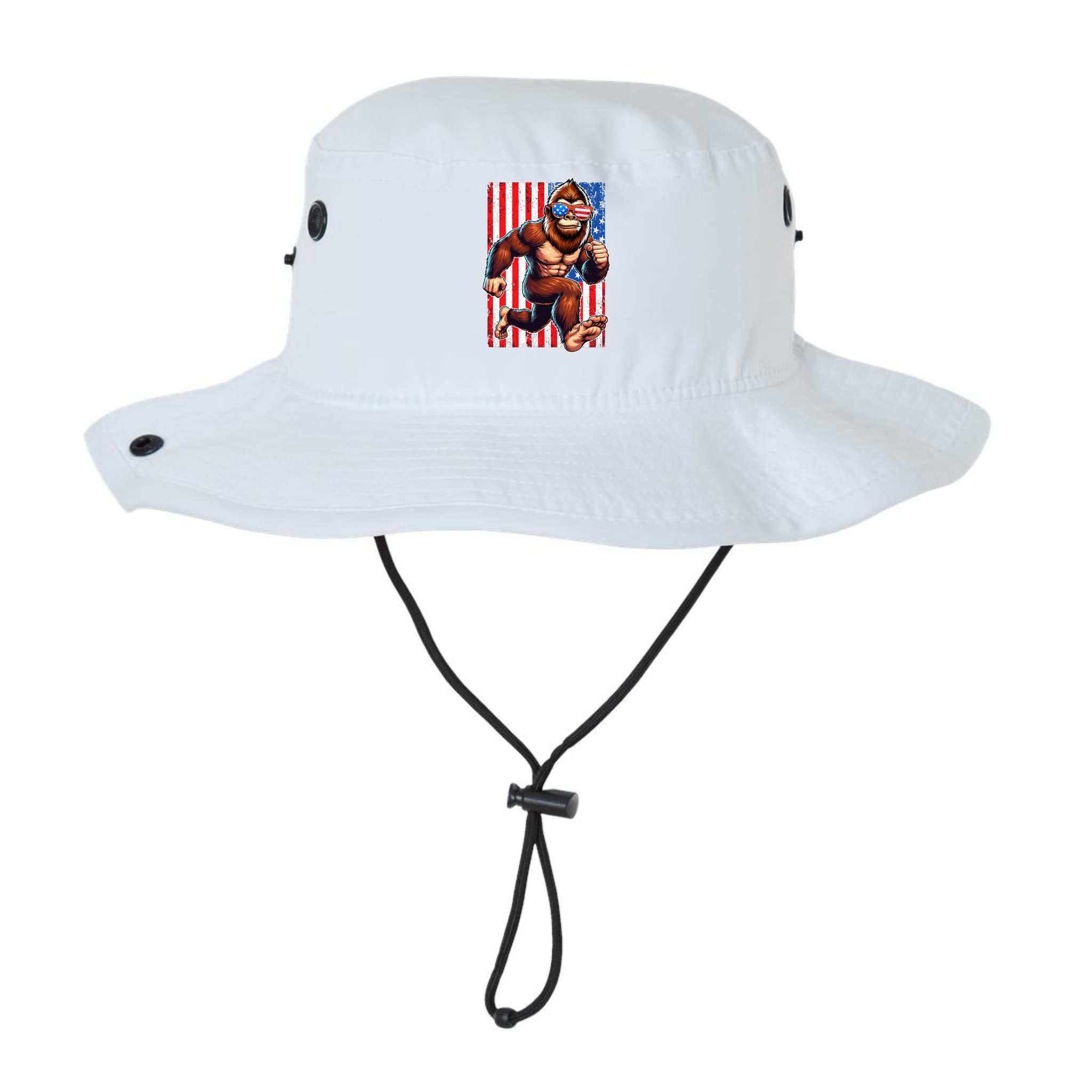 Usa Flag Bigfoot Running 4th Of July Bucket Hat