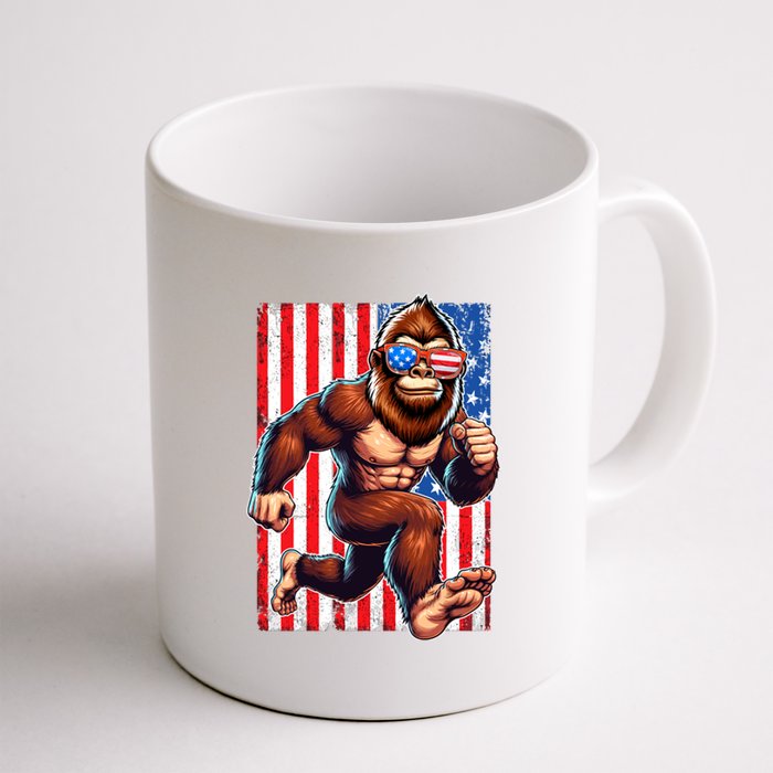 Usa Flag Bigfoot Running 4th Of July Coffee Mug