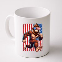 Usa Flag Bigfoot Running 4th Of July Coffee Mug