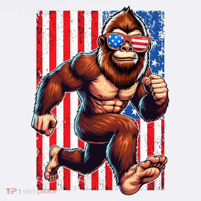 Usa Flag Bigfoot Running 4th Of July 11oz C Handle Ceramic Mug