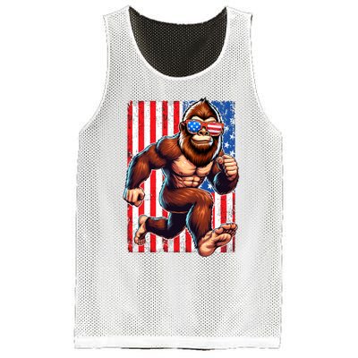 Usa Flag Bigfoot Running 4th Of July Mesh Reversible Basketball Jersey Tank