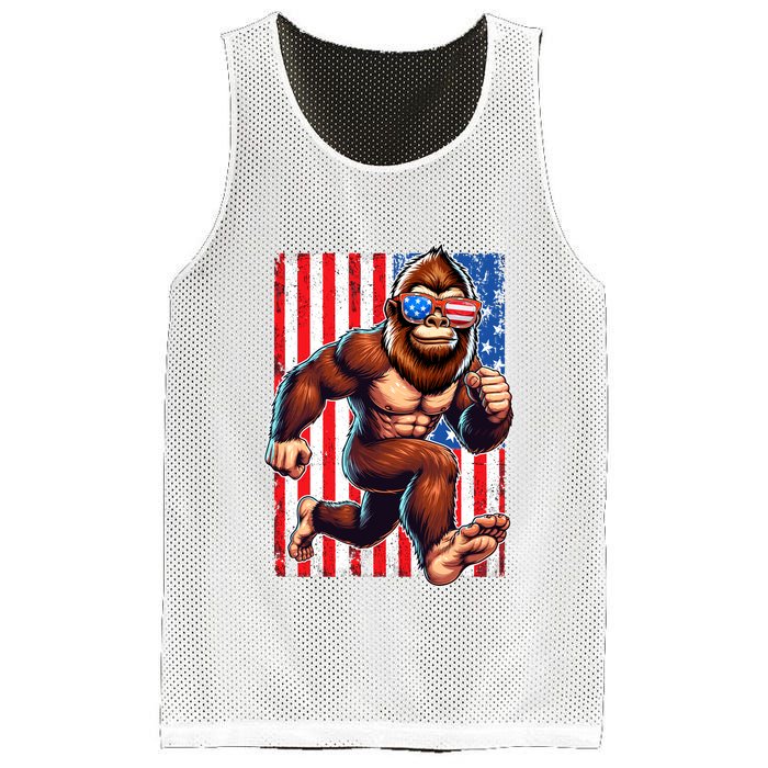 Usa Flag Bigfoot Running 4th Of July Mesh Reversible Basketball Jersey Tank